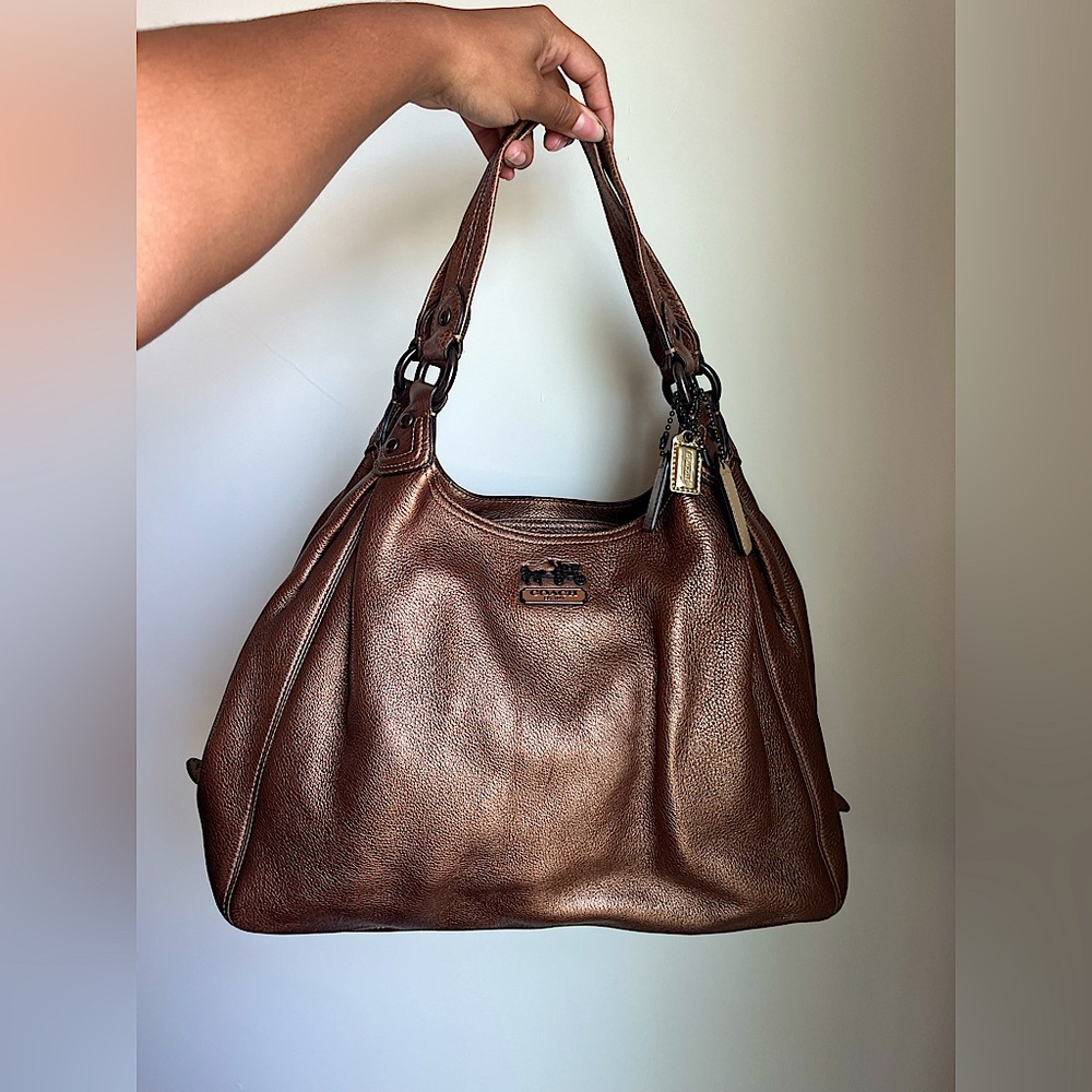 Coach Maggie Madison Metallic Leather Hobo Shoulder Bag